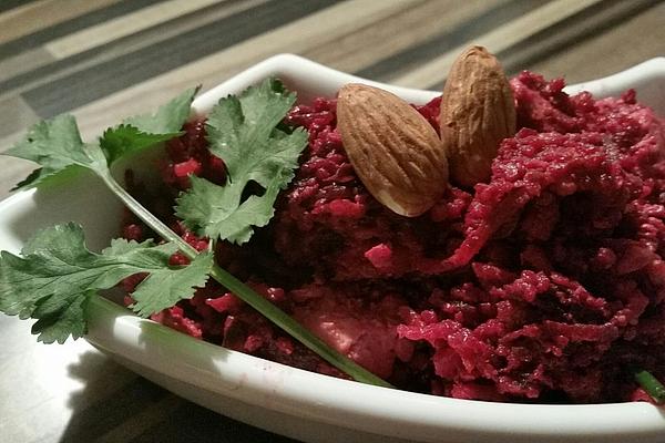 Beetroot Salad with Couscous, Carrots, Walnuts, Coriander and Sheep Cheese