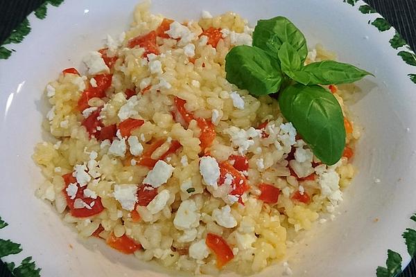 Bell Pepper Risotto with Feta Cheese