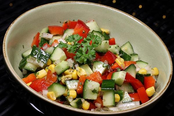 Bell Pepper Salad with Corn and Cucumber