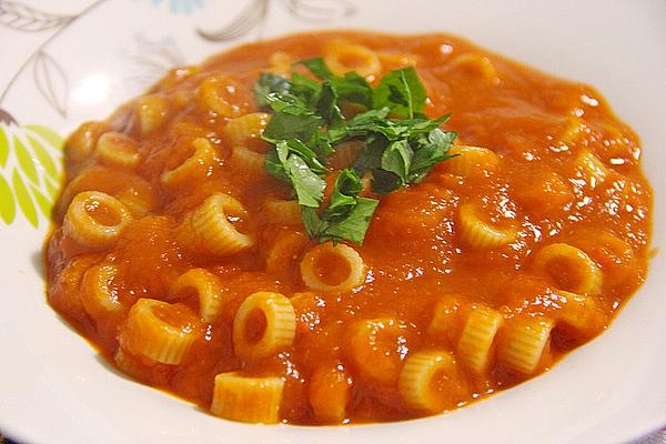 Bell Pepper Soup with Noodles