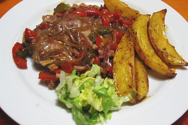 Bell Pepper Steaks with French Fries