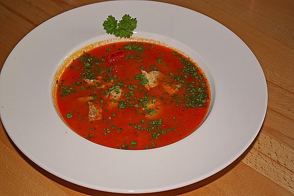 Bell Pepper Tomato Soup with Fish