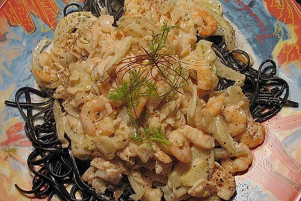 Black Pasta with Salmon and Fennel Sauce
