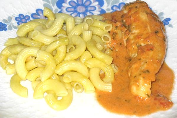 Braised Chicken Breast in Tomato and Cream Cheese Sauce