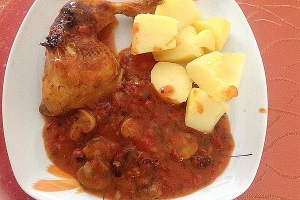 Braised Chicken Legs with Mushrooms and Tomatoes