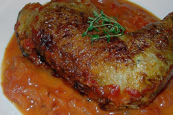 Braised Guinea Fowl Legs in Tomato – Gin – Cream Sauce