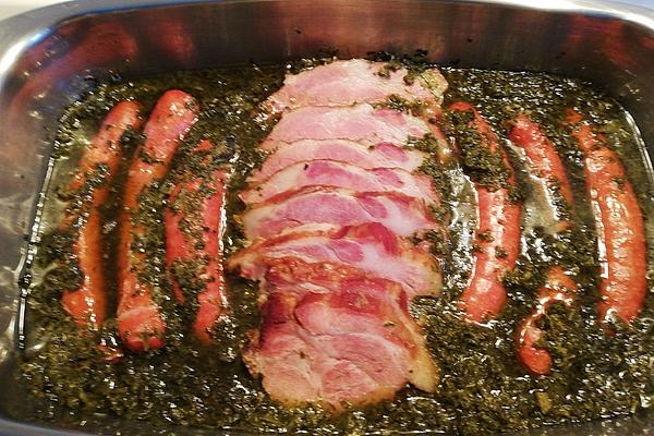 Braised Kale with Smoked Pork
