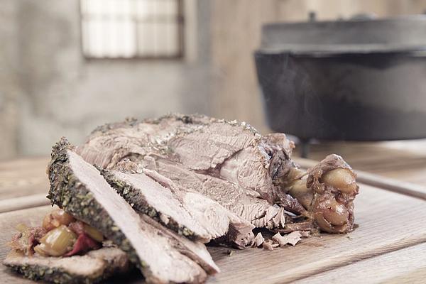 Braised Leg Of Lamb from Dutch Oven with Herb Marinade
