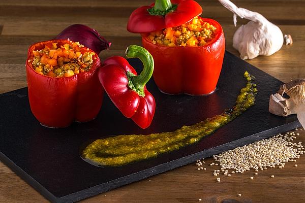 Braised Peppers with Quinoa and Mushrooms
