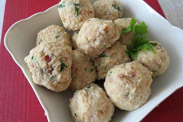 Bread Dumplings with Bacon Great-grandmother`s Style