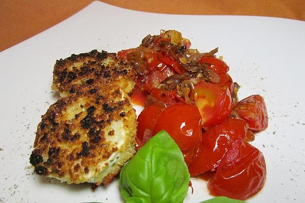 Breaded Goat Cheese with Fried Cherry Tomatoes