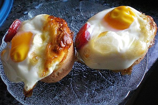 Breakfast Eggs Baked in Bread Roll Batter