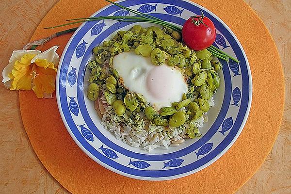 Broad Beans with Egg Nests Persian Style
