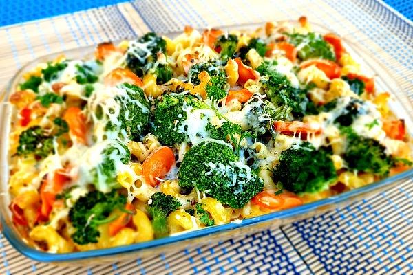 Broccoli Pasta Casserole with Processed Herb Cheese Sauce