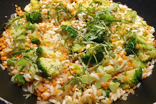 Broccoli Risotto with Red Lentils