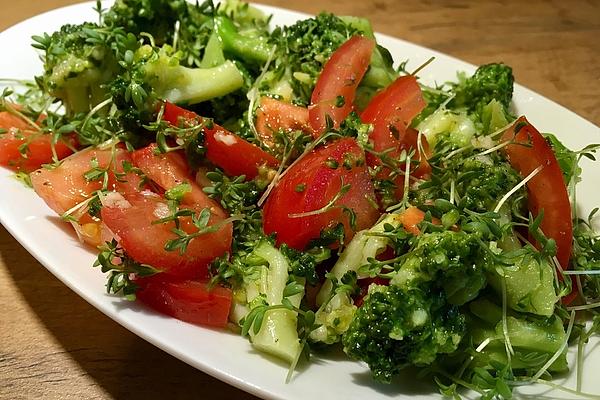 Broccoli Tomato Salad with Cress and Rosemary