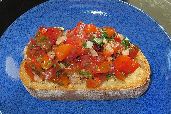 Bruschetta with Tomatoes and Grilled Peppers