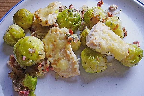 Brussels Sprouts and Cheese-topped Chicken