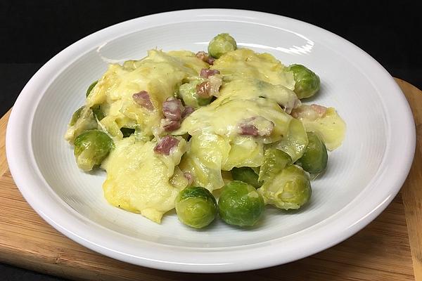 Brussels Sprouts, Potato and Ham Casserole