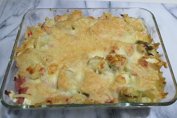 Brussels Sprouts Potato Casserole with Feta Cheese