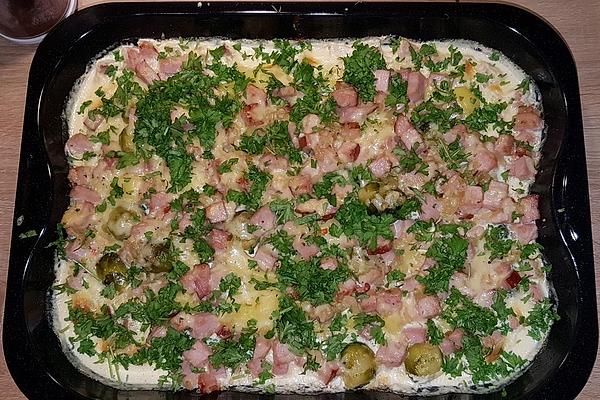 Brussels Sprouts, Potatoes and Smoked Pork Casserole