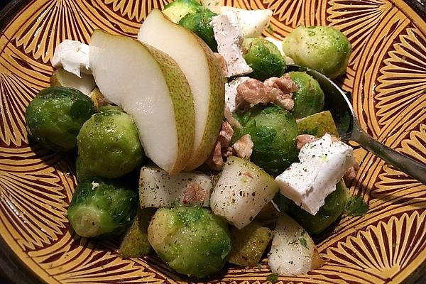 Brussels Sprouts Salad with Pear and Cheese