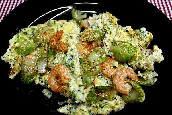 Brussels Sprouts Scampi Frittata