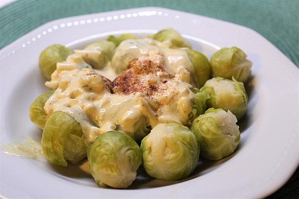 Brussels Sprouts with Cream Cheese Mustard Sauce