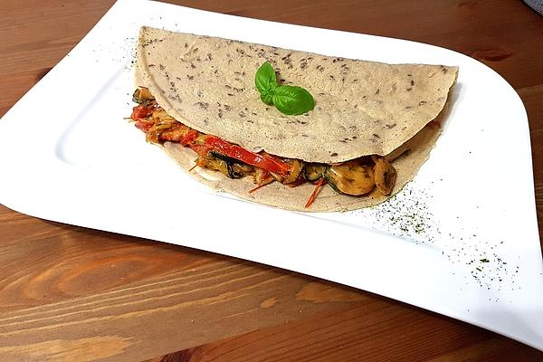 Buckwheat Flaxseed Crepes with Vegetables