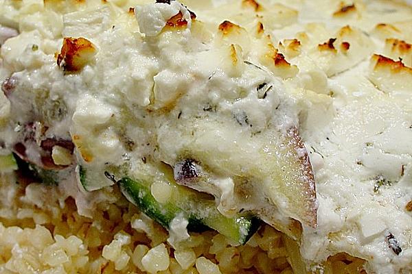 Bulgur Casserole with Eggplant and Sheep Cheese