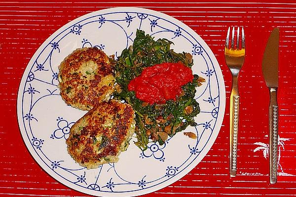 Bulgur Meatballs with Spicy Almond Spinach