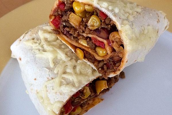 Burrito with Minced Meat and Vegetables