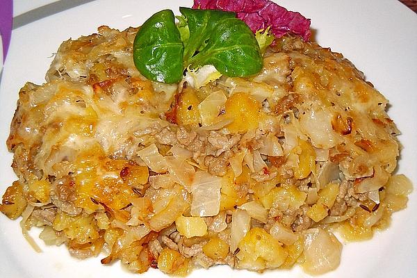 Cabbage Casserole with Minced Meat and Potatoes