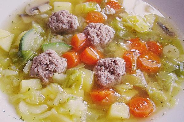 Cabbage Soup with Potatoes and Meatballs