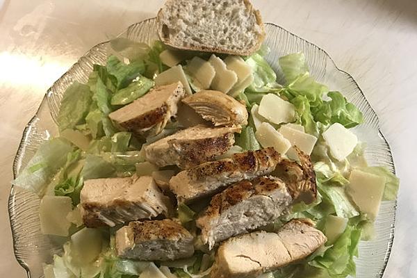 Caesar Salad with Iceberg Lettuce, Fried Turkey Breast Strips and Parmesan