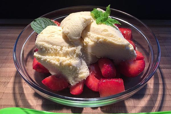 Caramelized Strawberries with Vanilla Ice Cream