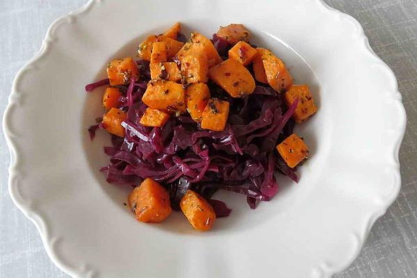 Caraway Red Cabbage with Baked Sweet Potatoes
