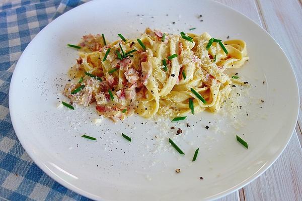 Carbonara with Difference with Tagliatelle