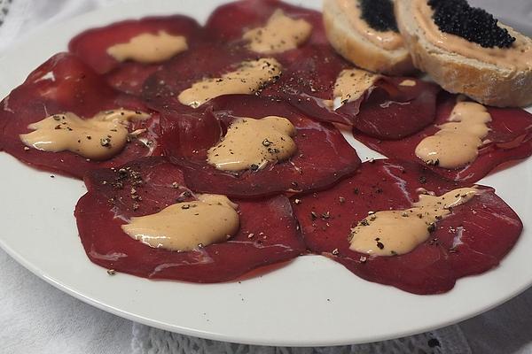 Carpaccio with Cocktail Sauce