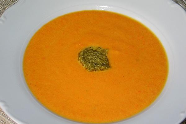 Carrot Cream Soup with Pesto