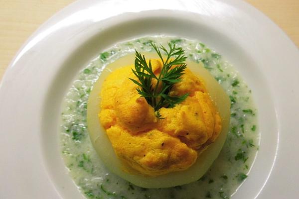 Carrot Flan with Chive Sauce