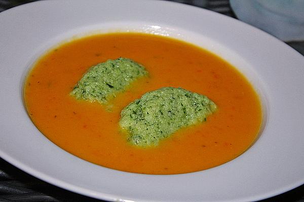 Carrots – Oranges – Soup with Parsley Dumplings