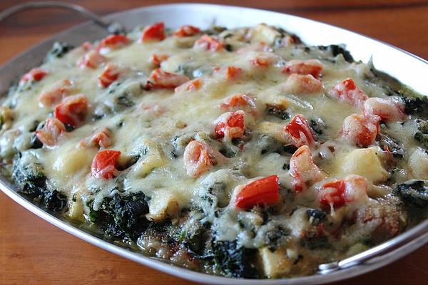 Casserole with Amaranth, Spinach and Porcini Mushrooms