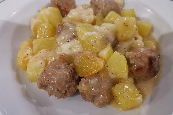Cauliflower Casserole with Sausage Balls and Potatoes