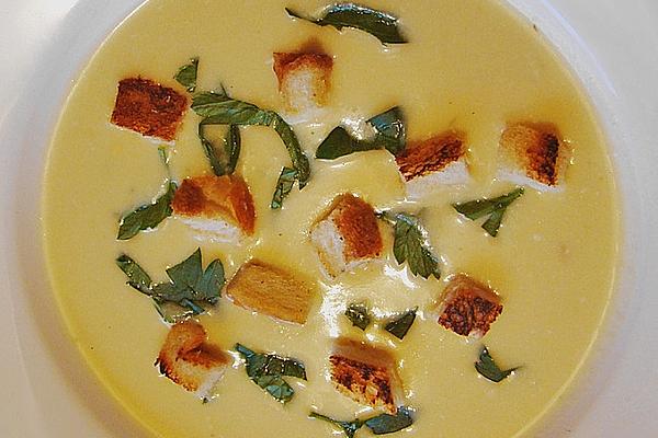 Cauliflower Soup with Herb Butter Croutons