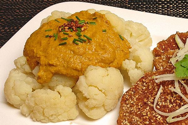 Cauliflower with Carrot and Nut Sauce