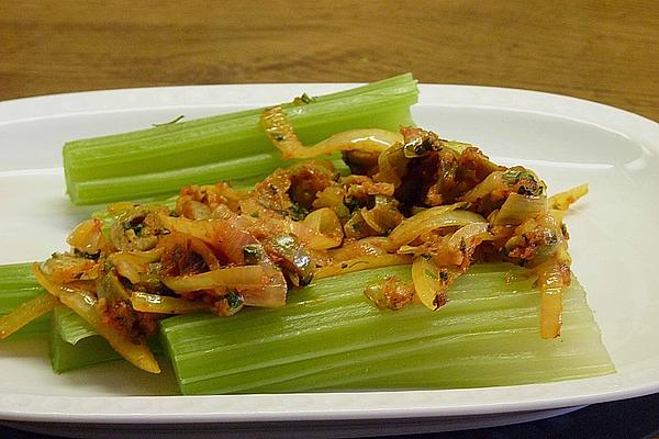 Celery with Onion and Olive Sauce