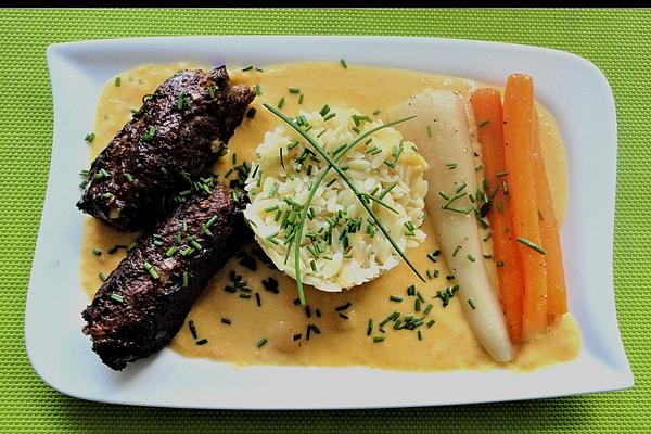 Cevapcici with Root Vegetables in Carrot Foam