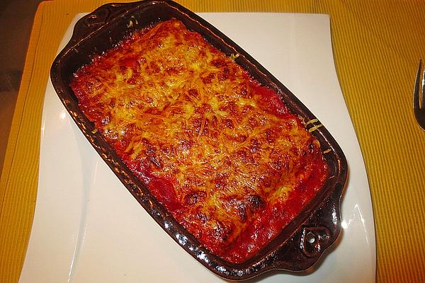 Cheese Broccoli Cannelloni in Tomato Sauce
