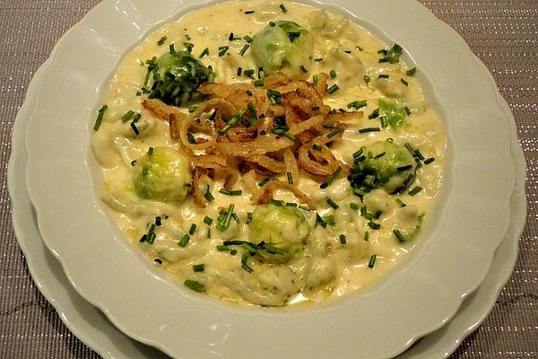 Cheese Spaetzle and Brussels Sprouts Casserole